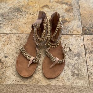 ZiGi Soho sandals with ankle embellishments zip up size 8 Nude sandals